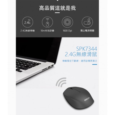 Philips 飛利浦 2.4G無線滑鼠-黑