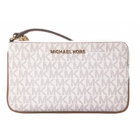 【Michael Kors】滿版LOGO防刮皮革拉鍊手拿包