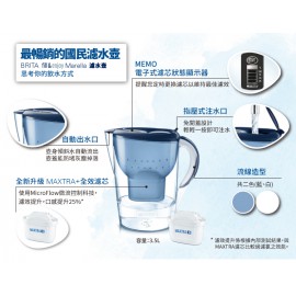 【德國BRITA】3.5公升Marella馬利拉濾水壺+1入MAXTRA Plus濾芯_白《濾芯共2入》